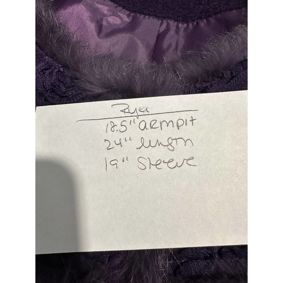Anthropology by Ryu Women's Coat Size Medium Purple Fur Trim Pockets Buttons - Picture 11 of 11
